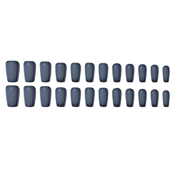 24pcs/Set Grey Blue Short Press-On Nails