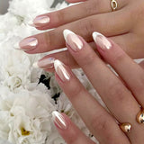 24pcs/Set White Edge Press-On Nails