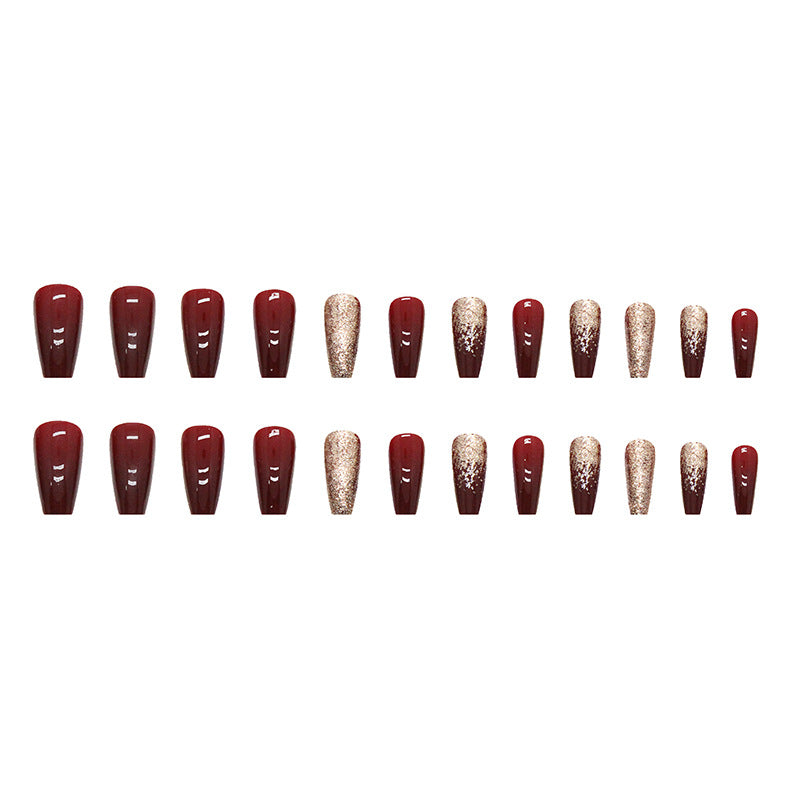 24pcs/Set Wine Red Press-On Nails