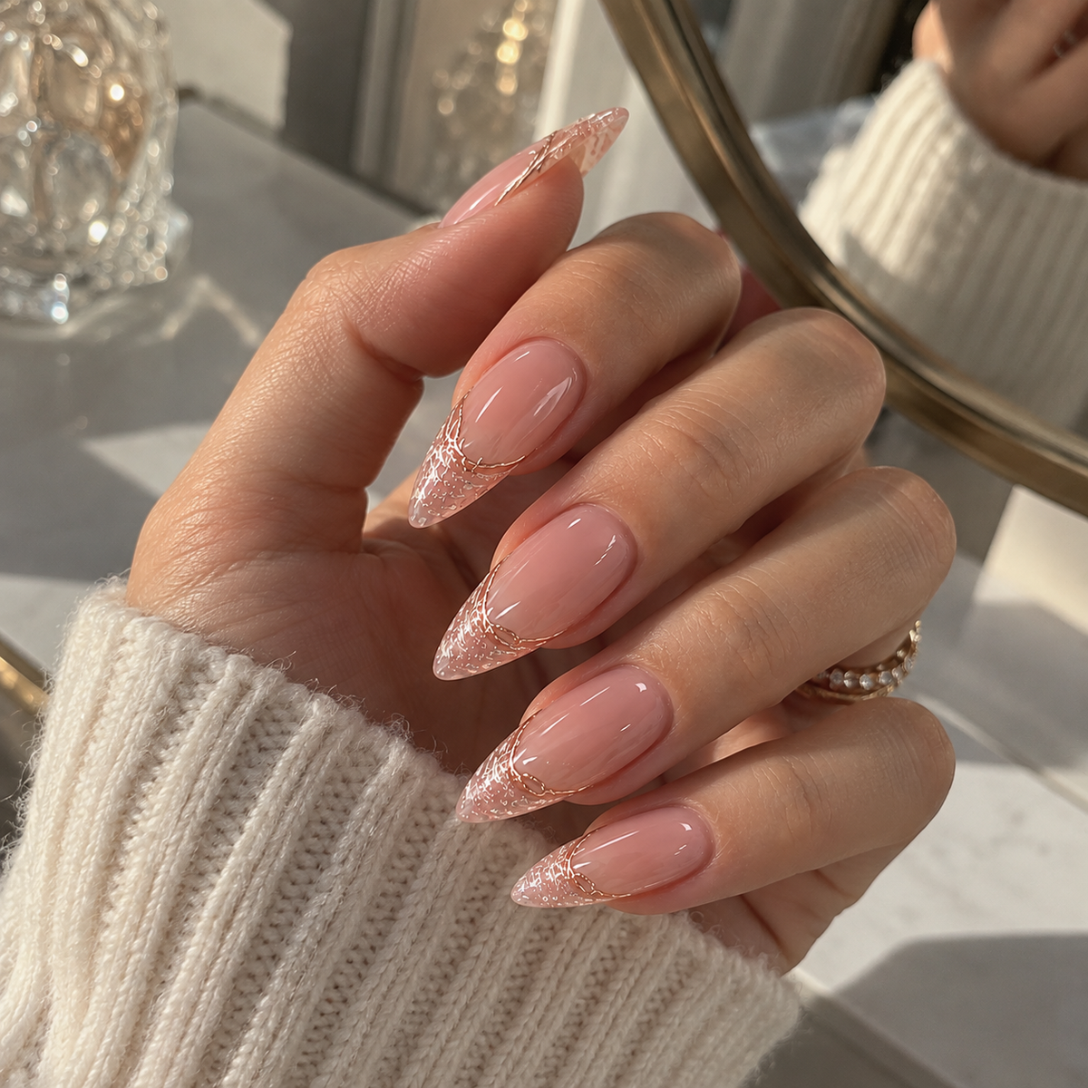 24pcs/Set Golden Edge French Tips Press-On Nails