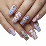 24pcs/Set Wheat Sheaf Plaid Press-On Nails