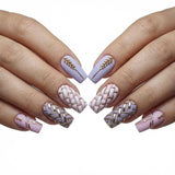 24pcs/Set Wheat Sheaf Plaid Press-On Nails