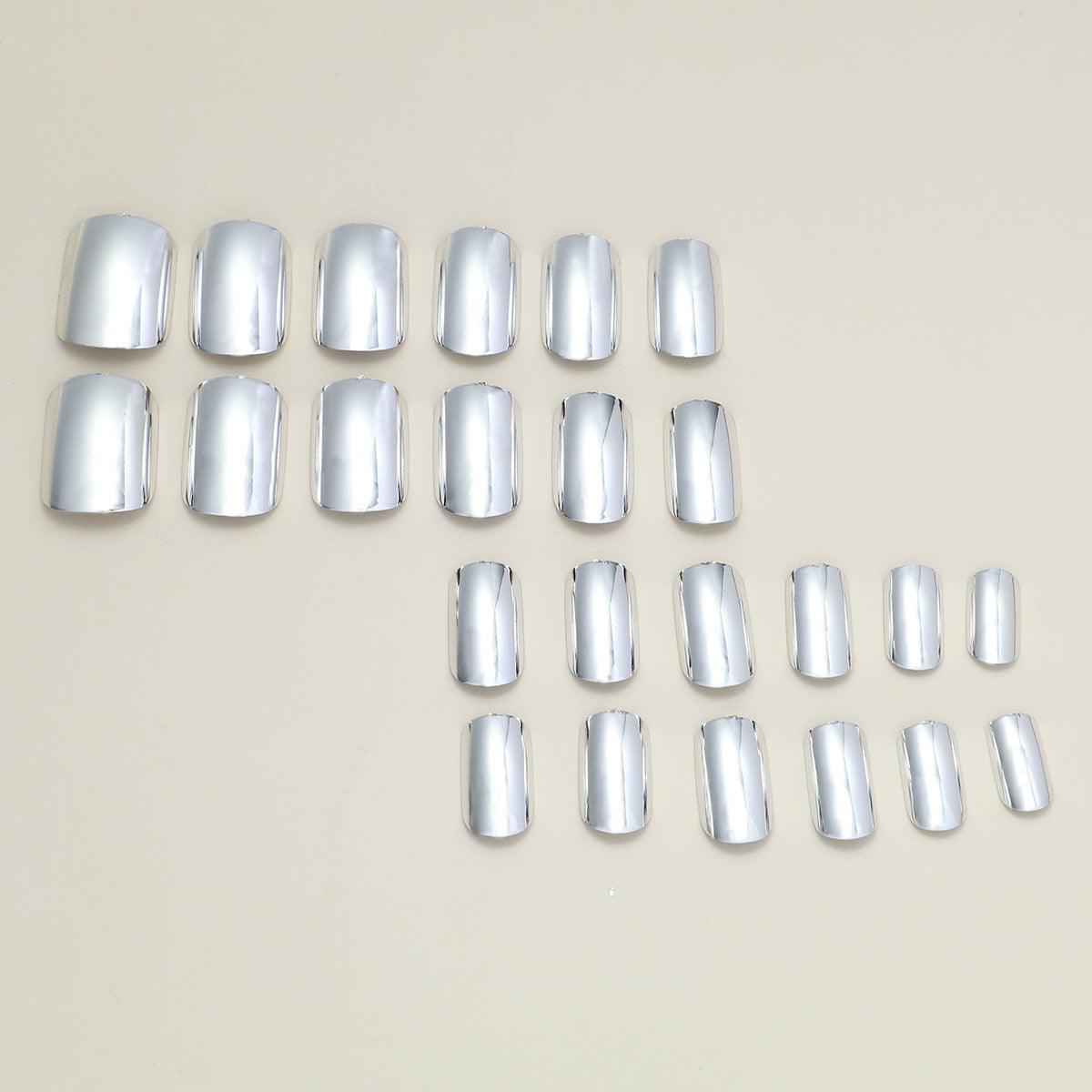 24pcs/Set Silver Mirror Press-On Nails