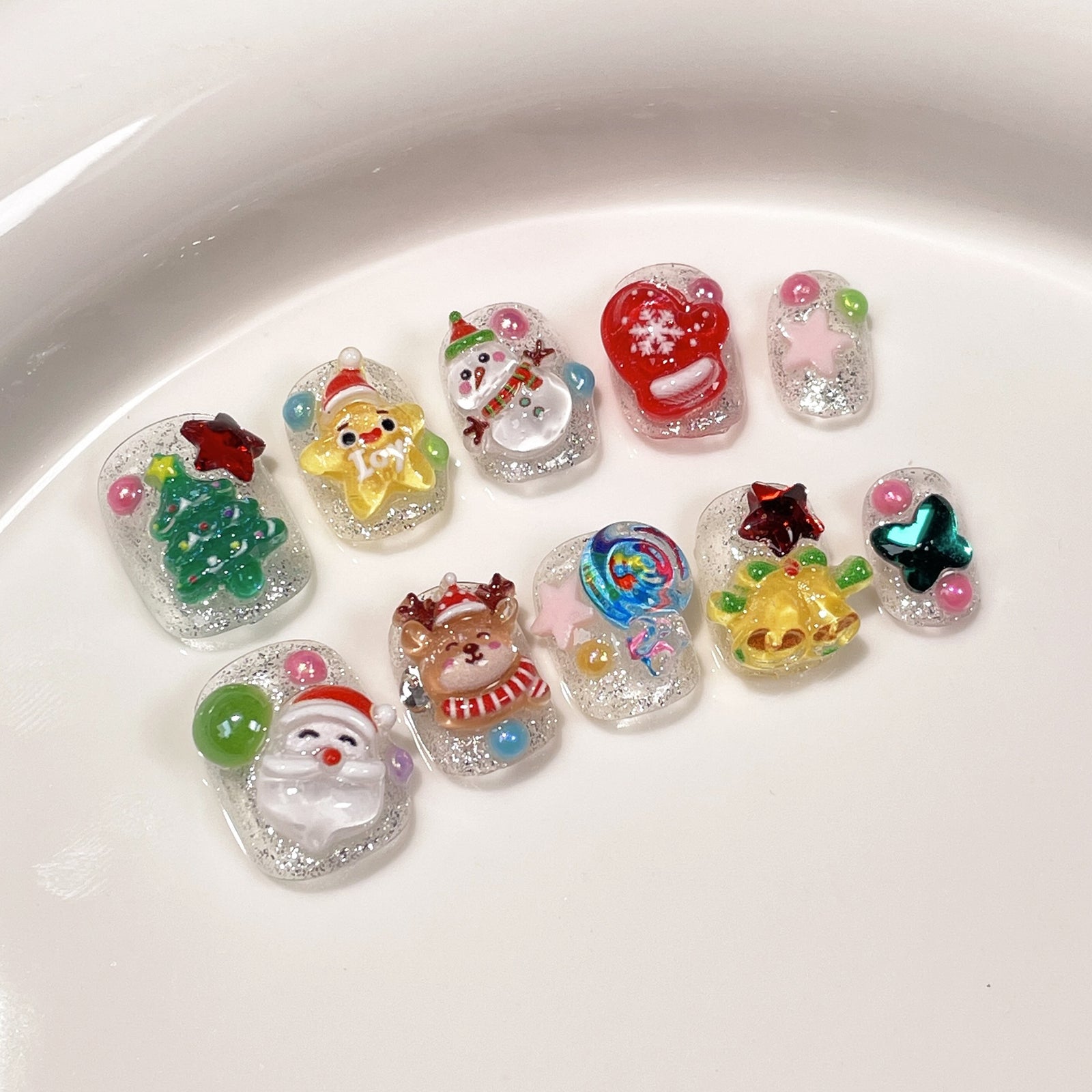 10pcs/Set 3D Christmas Press-On Nails