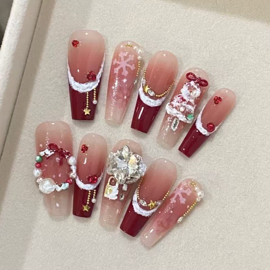 10pcs/Set 3D Christmas Press-On Nails