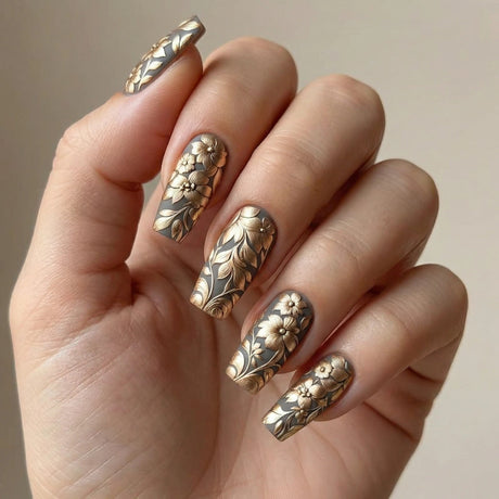 24pcs/Set Flower Press-On Nails