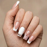 24pcs/Set White Butterfly Press-On Nails