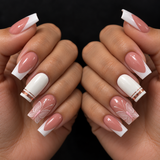 24pcs/Set White Butterfly French Tips Press-On Nails