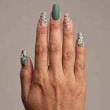 24pcs/Set Green Flowers Press-On Nails