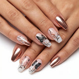24pcs/Set Gold Glitter French Tips Press-On Nails