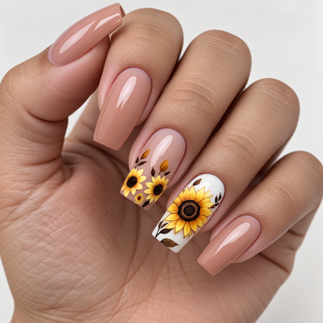 24pcs/Set Sunflower Press-On Nails