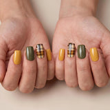 24pcs/Set Brown Stripes Press-On Nails