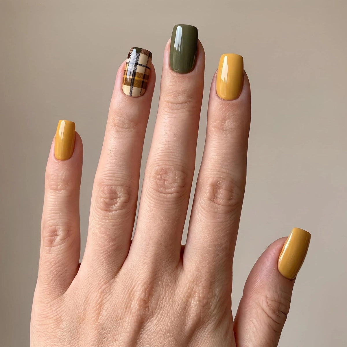 24pcs/Set Brown Stripes Press-On Nails