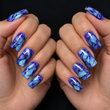 24pcs/Set Blue Stripes Press-On Nails