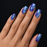 24pcs/Set Blue Stripes Press-On Nails