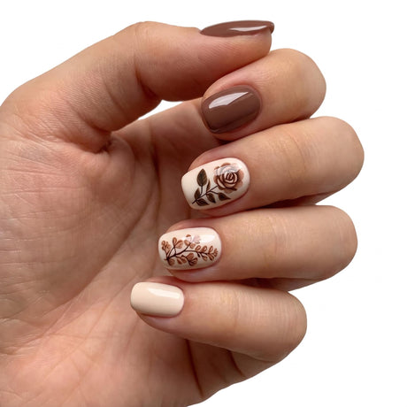 24pcs/Set Minimalist Rose Short Press-On Nails