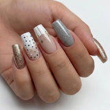 24pcs/Set Star and Moon Subtle Glitter French Press-On Nails