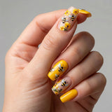 24pcs/Set 3D Embossed Bumblebee Flower Press-On Nails