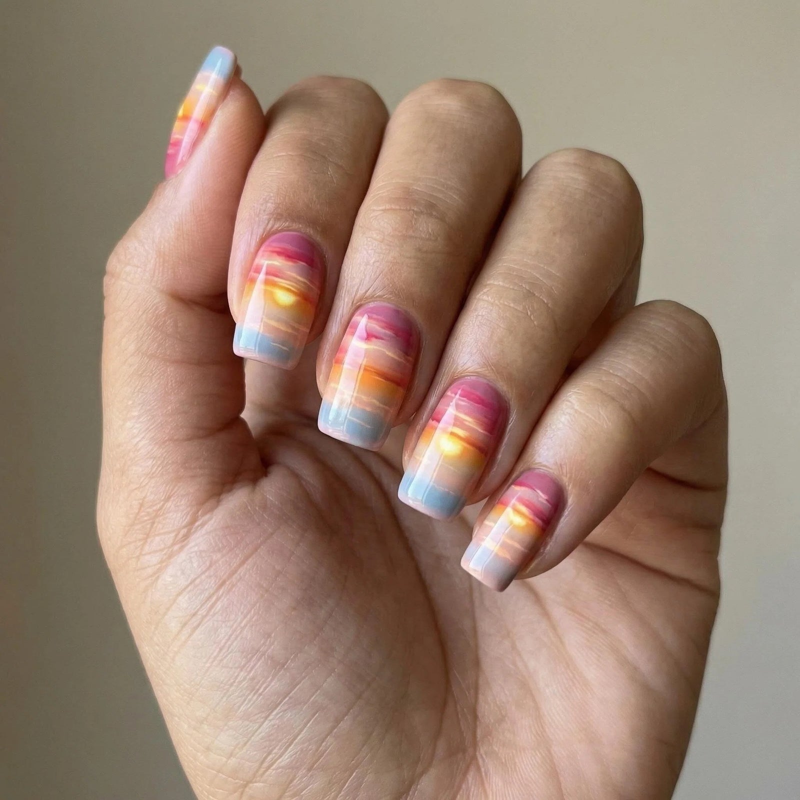 24pcs/Set Sunset Clouds Press-On Nails