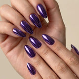 24pcs/Set Purple Aurora Chrome Press-On Nails