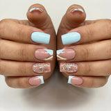 24pcs/Set Butterfly Gold Lines Press-On Nails