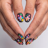 24pcs/Set Colorful Floral Matte Nails Press-On Nails