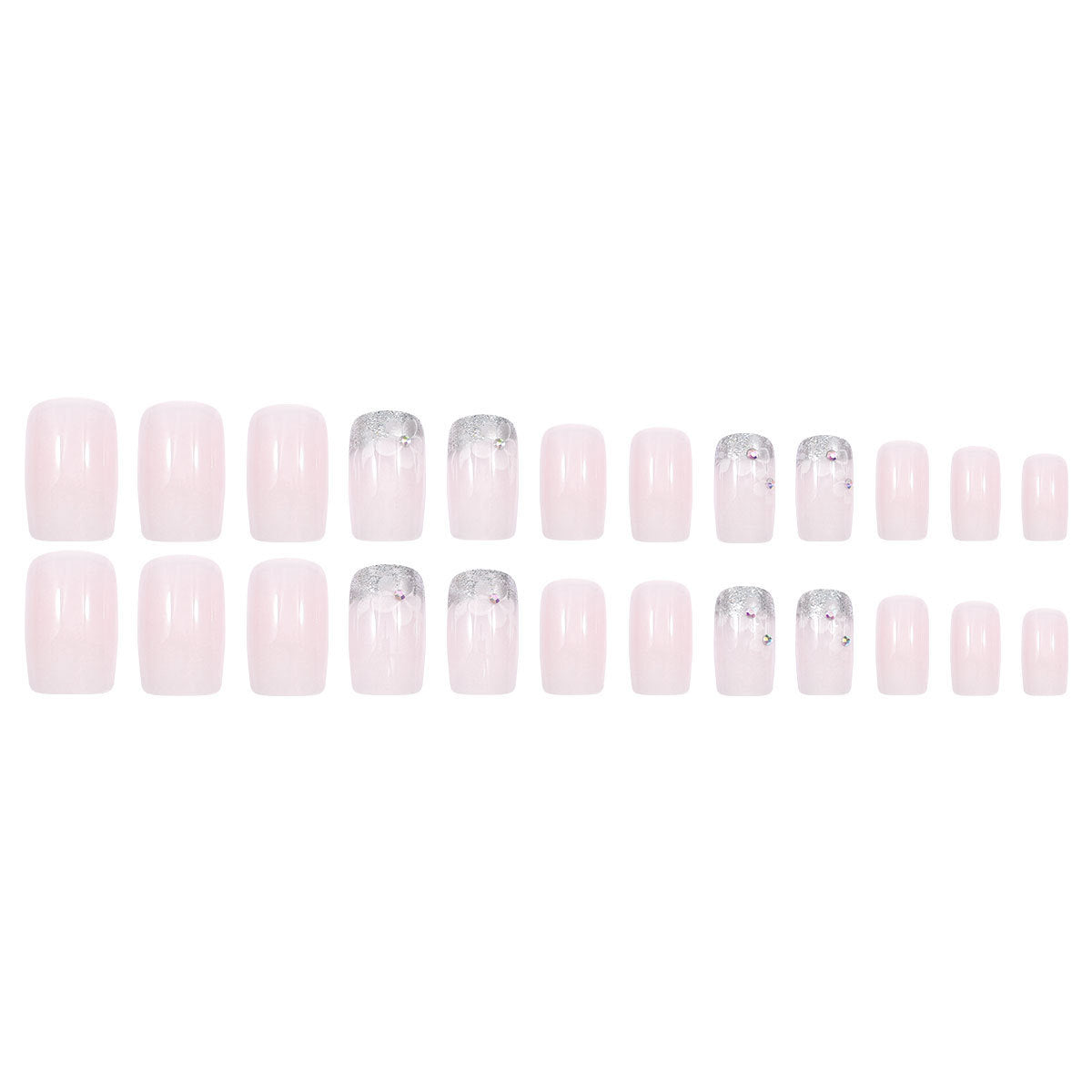 24pcs/Set White Gradient Flower Press-On Nails