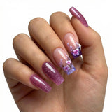 24pcs/Set Purple Vines Press-On Nails