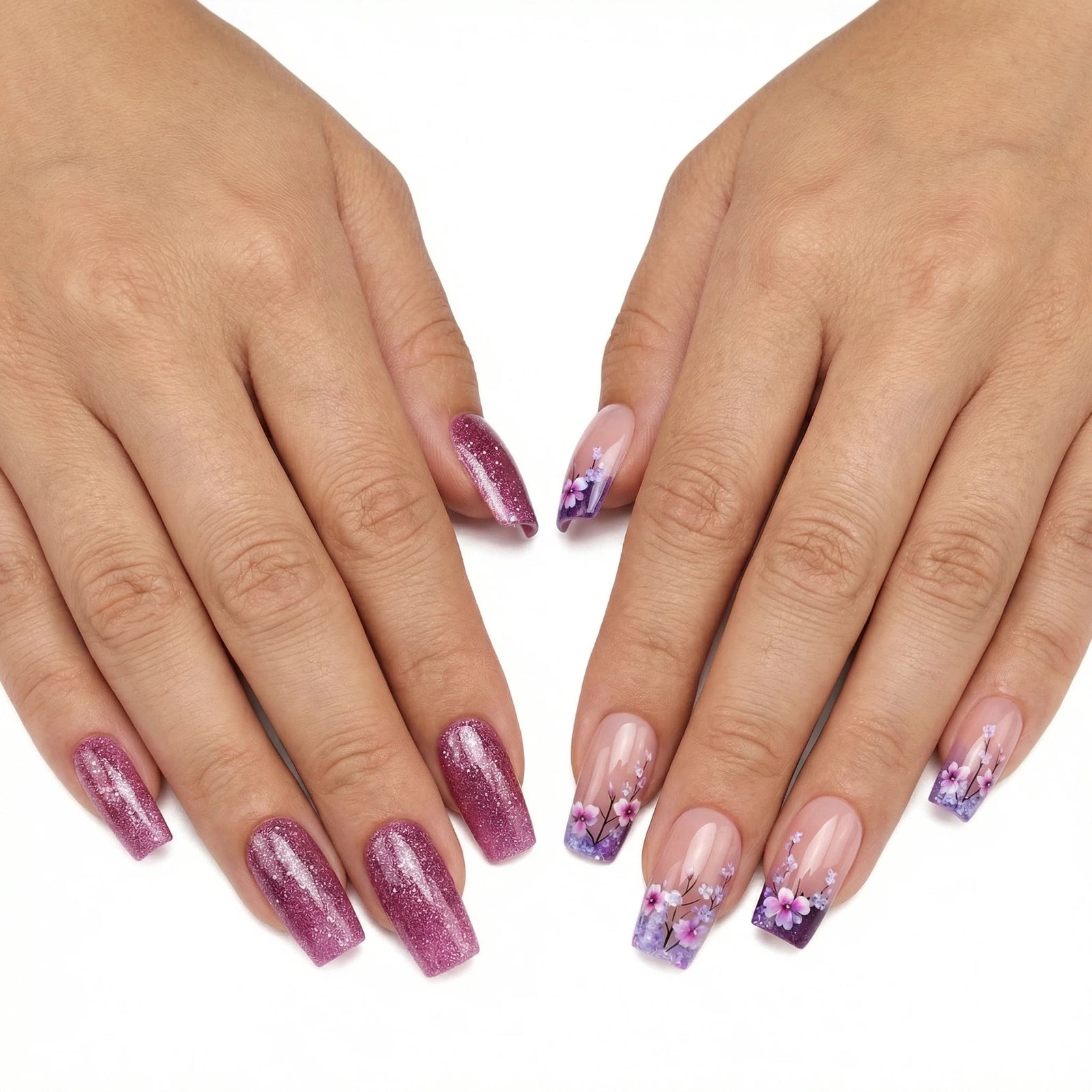 24pcs/Set Purple Vines Press-On Nails