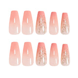 24pcs/Set Gradient Pink Glossy Glitter Press-On Nails