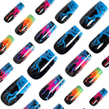 24pcs/Set Colorful Flames Press-On Nails