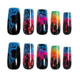 24pcs/Set Colorful Flames Press-On Nails