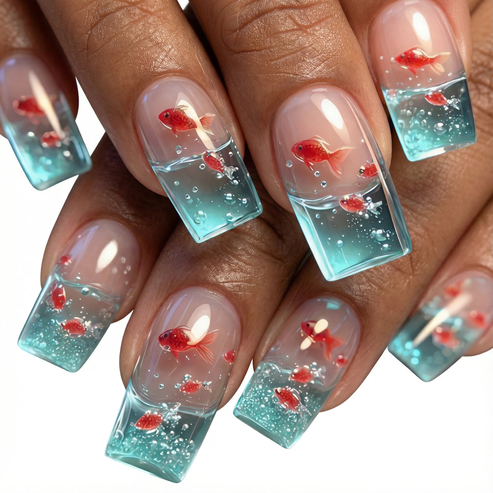 24pcs/Set Little Fish Press-On Nails