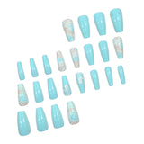 24pcs/Set  White Feather Press-On Nails