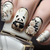24pcs/Set Panda Floral Press-On Nails