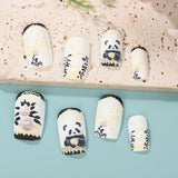 24pcs/Set Panda Floral Press-On Nails