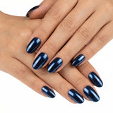24pcs/Set Blue Chrome Press-On Nails