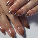 24pcs/Set Brown Ombre Glossy Press-On Nails
