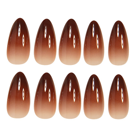 24pcs/Set Brown Ombre Glossy Press-On Nails