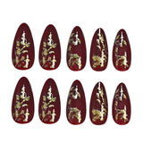 24pcs/Set Golden Leaves Press-On Nails