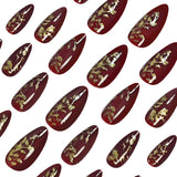24pcs/Set Golden Leaves Press-On Nails