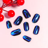 24pcs/Set Gradient Blue Green Mirror Press-On Nails