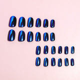 24pcs/Set Gradient Blue Green Mirror Press-On Nails