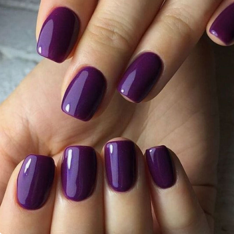 24pcs/Set Pure Purple Press-On Nails