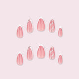 24pcs/Set Silver Glitter French Press-On Nails