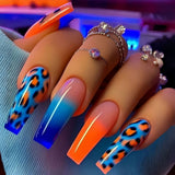 24pcs/Set Blue Leopard Print Press-On Nails