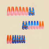 24pcs/Set Blue Leopard Print Press-On Nails