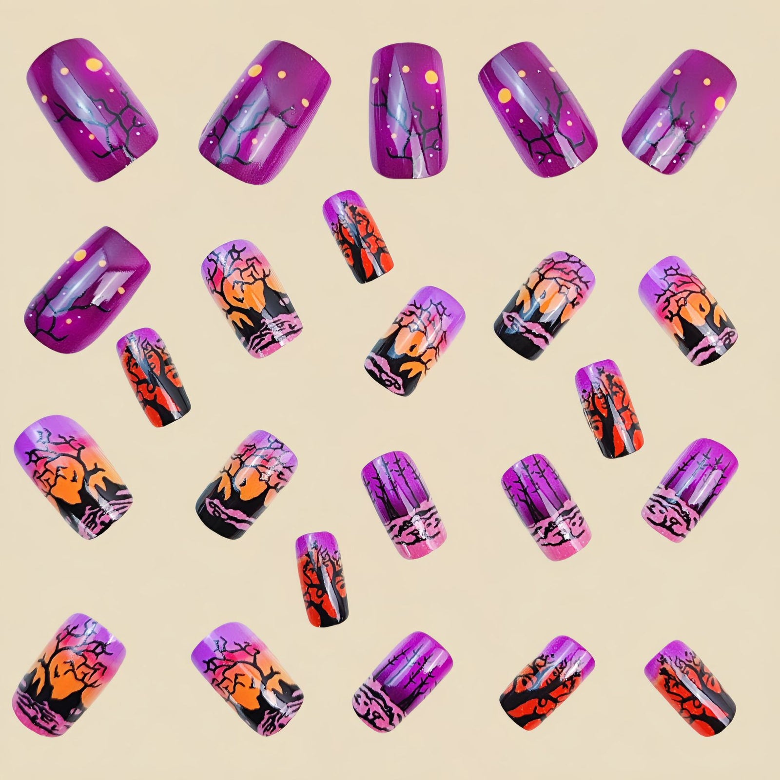 24pcs/Set Purple Forest Halloween Press-On Nails