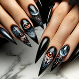 24pcs/Set Halloween Eye Spiderweb Totem Press-On Nails