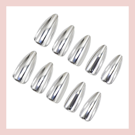 24pcs/Set Mirror Metallic Press-On Nails